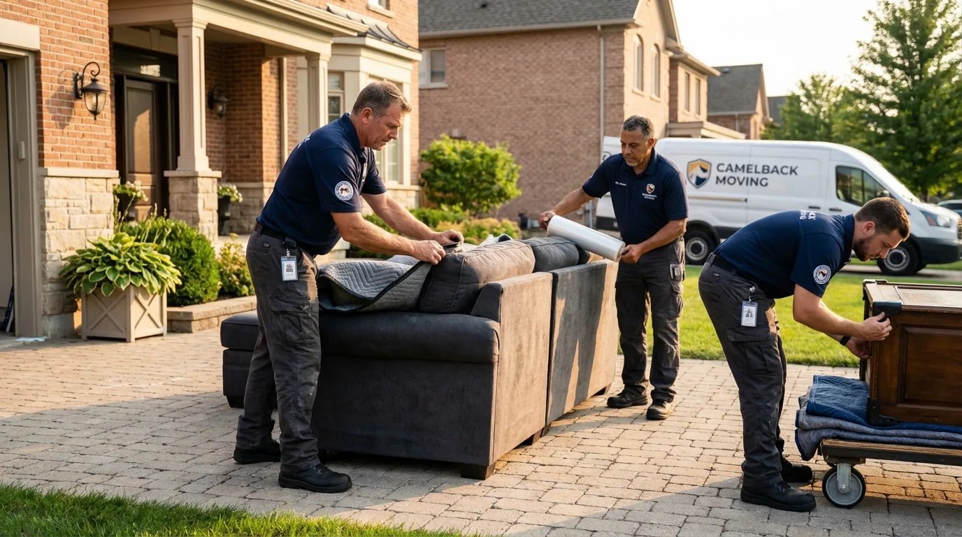Large estate moving crew wrapping furniture in Rogers, AR