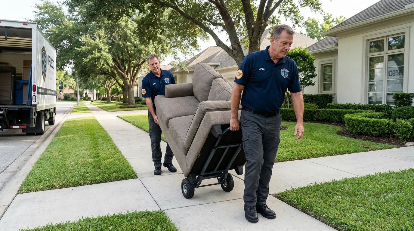 Local residential moving crew loading furniture in Rogers, AR