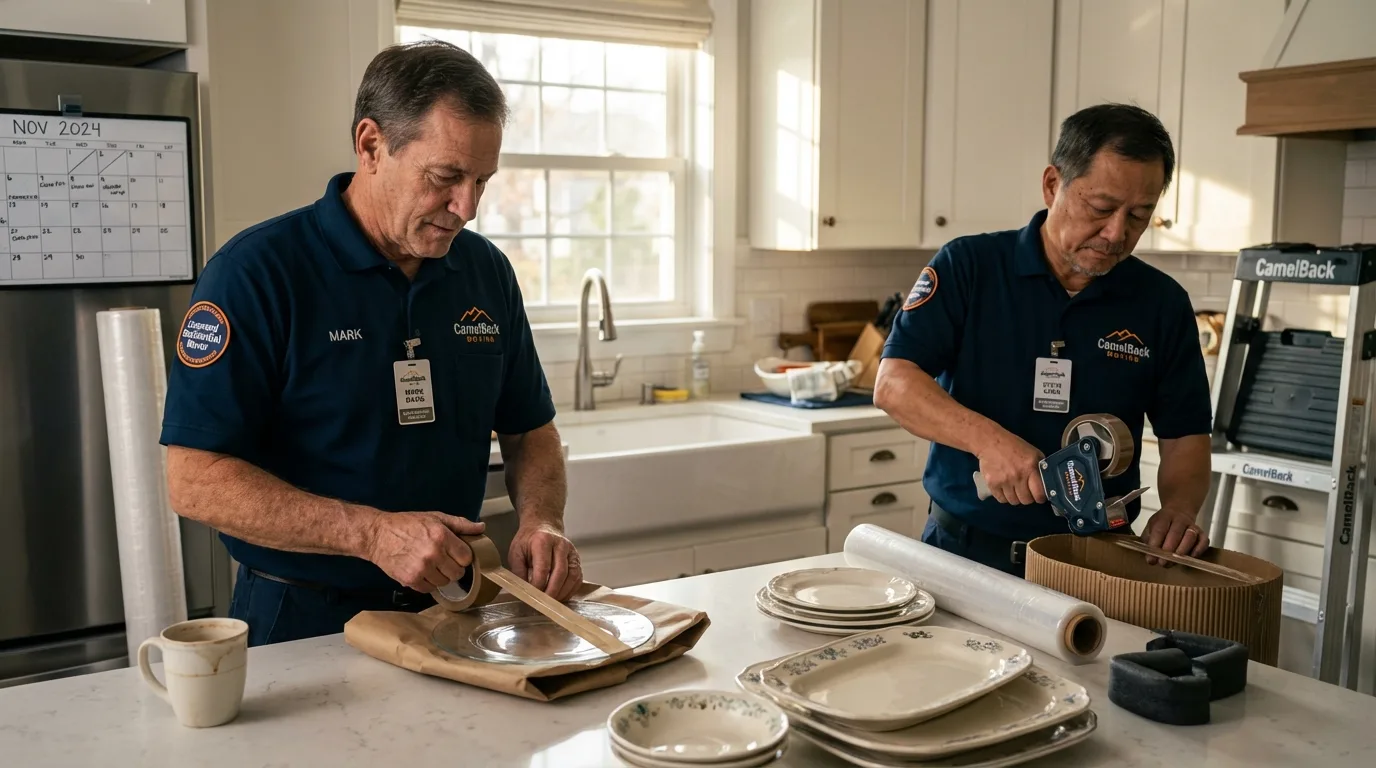 Professional crew packing kitchen dishware in Rogers, AR
